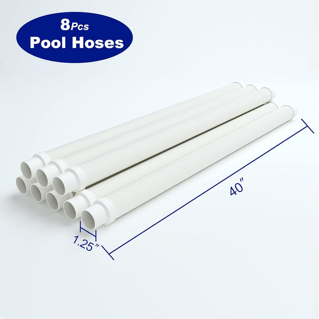 Vacuum Hose/Replacement Pool Hose -1.5” 8 Hoses for Pool,Spa White -
