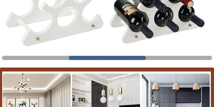 Countertop wooden wine rack - Compact and small wine rack - Tabletop wine organizer for 6 bottles of wine - Space-saving bar organizer for home