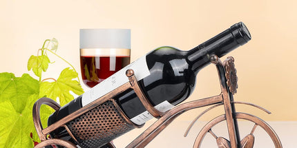 Desk wine rack - Bicycle-shaped wine rack for one bottle - Freestanding table wine rack and bottle holder - Wine gifts, home and bar decorations, and crafts