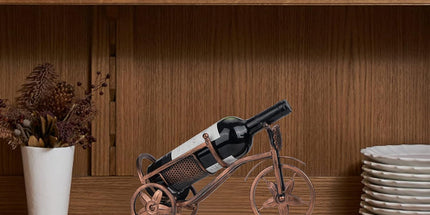 Desk wine rack - Bicycle-shaped wine rack for one bottle - Freestanding table wine rack and bottle holder - Wine gifts, home and bar decorations, and crafts