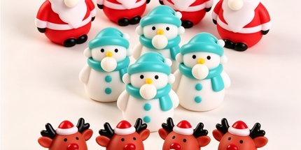 Squeeze Bubble Pop Stress Relief Toy 12-Pack Box Set - Cartoon Squishy Figure for Anxiety Relief - Santa + Snowman + Reindeer (4 Each) - Christmas Gift Set