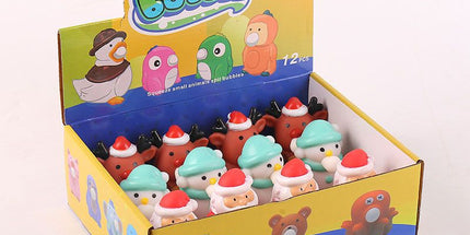 Squeeze Bubble Pop Stress Relief Toy 12-Pack Box Set - Cartoon Squishy Figure for Anxiety Relief - Santa + Snowman + Reindeer (4 Each) - Christmas Gift Set