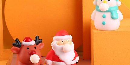 Squeeze Bubble Pop Stress Relief Toy 12-Pack Box Set - Cartoon Squishy Figure for Anxiety Relief - Santa + Snowman + Reindeer (4 Each) - Christmas Gift Set