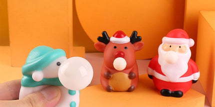 Squeeze Bubble Pop Stress Relief Toy 12-Pack Box Set - Cartoon Squishy Figure for Anxiety Relief - Santa + Snowman + Reindeer (4 Each) - Christmas Gift Set