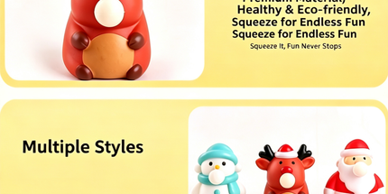 Squeeze Bubble Pop Stress Relief Toy 12-Pack Box Set - Cartoon Squishy Figure for Anxiety Relief - Santa + Snowman + Reindeer (4 Each) - Christmas Gift Set