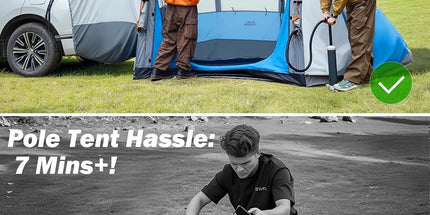 Inflatable SUV Tent with Pump 2.0, 30% More Space, Easy Set-up Car Tent for 6 Person Family Camping, Dual-Use for SUV or Ground Camping with 2 Awnings, Double Door, Fit for SUV Car Van Tyack eCommerce Solutions