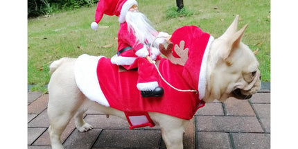 Santa Dog Costume Christmas Pet Clothes Santa Claus Riding Pet Costumes Party Dressing Up Dogs Cats Outfit For Small Medium Dogs Cats