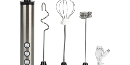 Stainless Steel Milk Frother, USB Charging, Handheld Electric Egg Beater for Home Kitchen