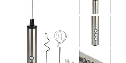 Stainless Steel Milk Frother, USB Charging, Handheld Electric Egg Beater for Home Kitchen