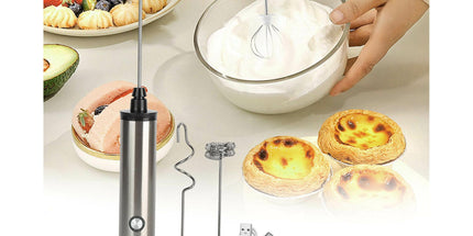 Stainless Steel Milk Frother, USB Charging, Handheld Electric Egg Beater for Home Kitchen