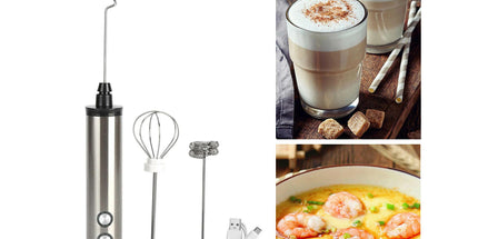 Stainless Steel Milk Frother, USB Charging, Handheld Electric Egg Beater for Home Kitchen