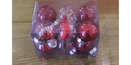 12Pcs/Box 6cm Christmas Ball Multi-Glitter Powder Hanging-Red