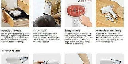 Foldable Travel Handheld Steamer for Garments Clothes Fabric Home Iron