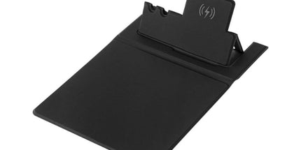 15W Fast Charging Wireless Mouse Pad with Foldable Design, Multi-Function PU Leather Desk Mat for Office & Home