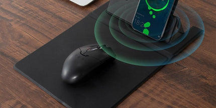 15W Fast Charging Wireless Mouse Pad with Foldable Design, Multi-Function PU Leather Desk Mat for Office & Home