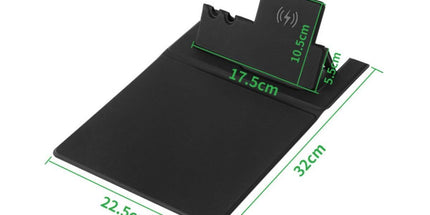 15W Fast Charging Wireless Mouse Pad with Foldable Design, Multi-Function PU Leather Desk Mat for Office & Home