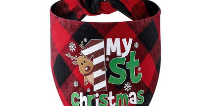 Christmas Pet Triangle Scarf Dog Bandana Pet Wearable Accessories Red Grid - Elk