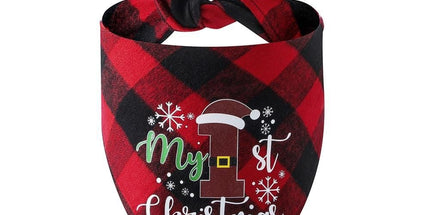 Christmas Pet Triangle Scarf Dog Bandana Pet Wearable Accessories Red Grid - Elk