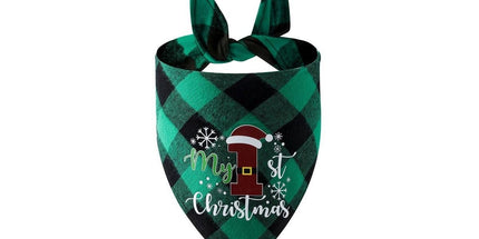 Christmas Pet Triangle Scarf Dog Bandana Pet Wearable Accessories Red Grid - Santa Claus