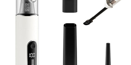 2-Mode Adjustable Cordless Handhtaeld Vacuum Cleaner Set Portable Digital Display Dust Cleaner for Car Home Grey