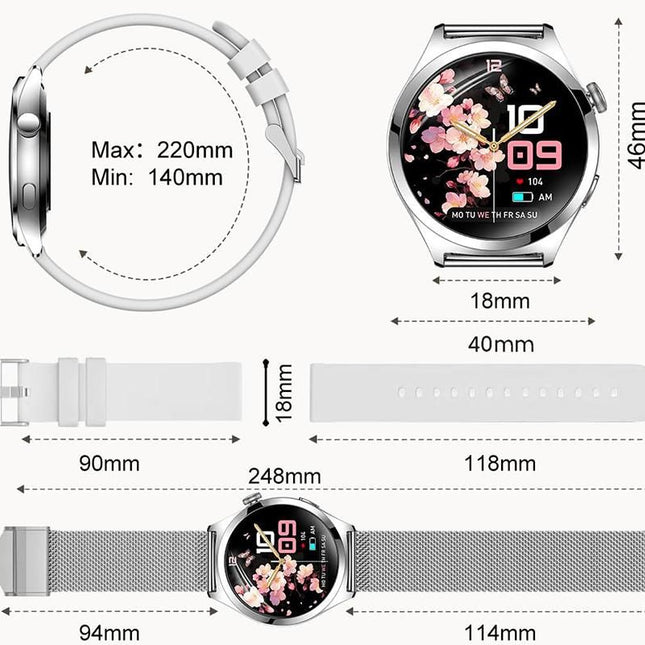 Smart Watch for Women Waterproof Smartwatch 100+ Sports Fitness Tracker-Silver