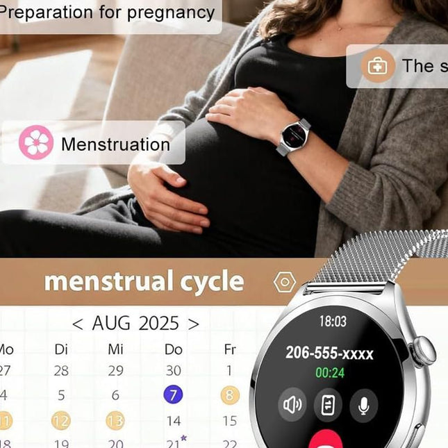 Smart Watch for Women Waterproof Smartwatch 100+ Sports Fitness Tracker-Silver
