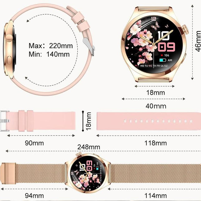 Smart Watch for Women Waterproof Smartwatch 100+ Sports Fitness Tracker-Gold
