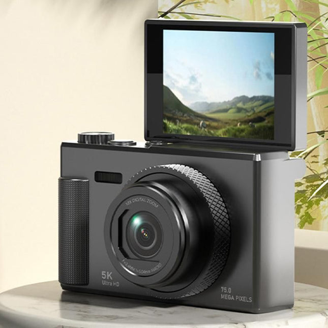 5K Digital Camera 18X Zoom Flip Screen Shoot Camera 64GB Memory Card-Black