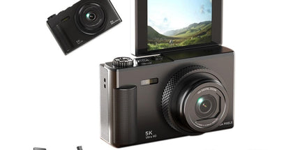 5K Digital Camera 18X Zoom Flip Screen Shoot Camera 64GB Memory Card-Black