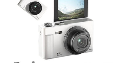 5K Digital Camera 18X Zoom Flip Screen Shoot Camera 64GB Memory Card-Black