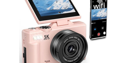 5K Digital Camera with 180-degree Flip Screen Vlogging Camera for YouTube -Pink