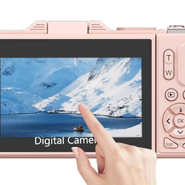 5K Digital Camera with 180-degree Flip Screen Vlogging Camera for YouTube -Pink