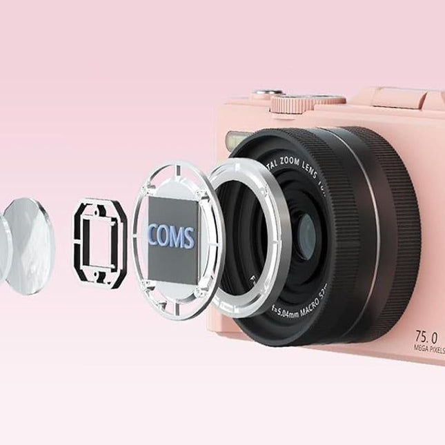 5K Digital Camera with 180-degree Flip Screen Vlogging Camera for YouTube -Pink