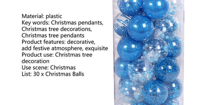 30Pcs Decorative DIY Tree Hanging Balls-Lake Blue 6cm