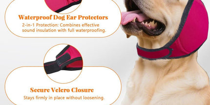 Dog Ear Cover Noise Protection Adjustable Grooming Hood Comfortable Pet Accessory - Rose Red L