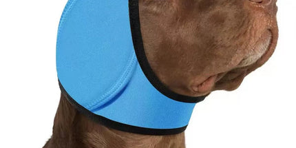 Dog Ear Cover Noise Protection Adjustable Grooming Hood Comfortable Pet Accessory - Sky Blue L