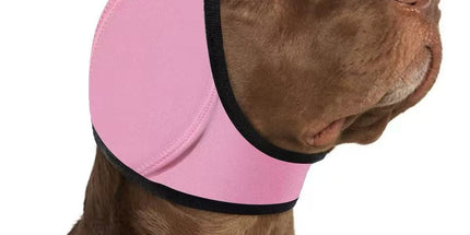 Dog Ear Cover Noise Protection Adjustable Grooming Hood Comfortable Pet Accessory - Pink L