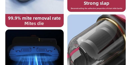 Home Handheld Dust Mite Vacuum Cleaner, High-Frequency Dual-Beating + UV Sterilization, Cordless Portable Dust Mite Remover for Mattresses and Sofas, Cordless Portable Dust Mite Remover for Mattresses and Sofas - Red