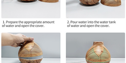(2-Pack) 500mL Wood-Grain Ultrasonic Diffuser and Humidifier, 7-Color LED Night Light with Timer, for Home, Bedroom, or Office (10–30㎡) – Light Wood