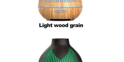 (2-Pack) 500mL Wood-Grain Ultrasonic Diffuser and Humidifier, 7-Color LED Night Light with Timer, for Home, Bedroom, or Office (10–30㎡) – Light Wood