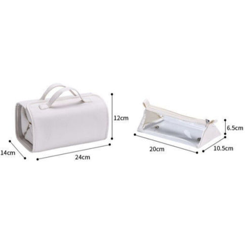 4-in-1 Travel Makeup Bag, Waterproof Foldable Large-Capacity Cosmetic Organizer, Hanging Wash Bag - Camel