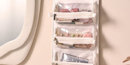 4-in-1 Travel Makeup Bag, Waterproof Foldable Large Capacity Cosmetic Organizer, Hanging Wash Bag—White