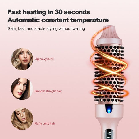 Negative Ion Fluffy Styling Brush, 2-in-1 Straight & Curly Constant Temperature Hot Brush, Anti-Scald Hair Curler for Bangs