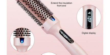 Negative Ion Fluffy Styling Brush, 2-in-1 Straight & Curly Constant Temperature Hot Brush, Anti-Scald Hair Curler for Bangs