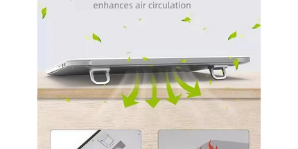 2‑Pack One‑Level Foldable Laptop Stand Invisible Portable Notebook Cooling Feet with Nano Adhesive for Desk Use-Silver
