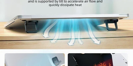 2‑Pack Two‑Level Adjustable Foldable Laptop Stand Invisible Portable Notebook Cooling Feet Nano Sticker for Office Travel-Silver