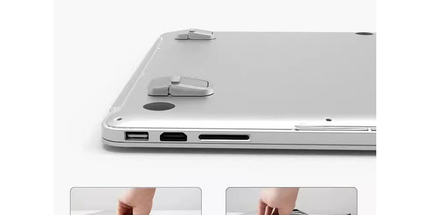 2‑Pack Two‑Level Adjustable Foldable Laptop Stand Invisible Portable Notebook Cooling Feet Nano Sticker for Office Travel-Silver