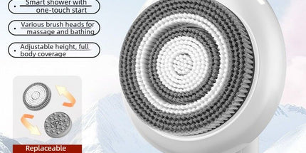 Wall Mount Automatic Electric Body Bath Brush Hands Free Smart Shower Scrubber with Adjustable Height