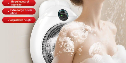 Wall Mount Automatic Electric Body Bath Brush Hands Free Smart Shower Scrubber with Adjustable Height