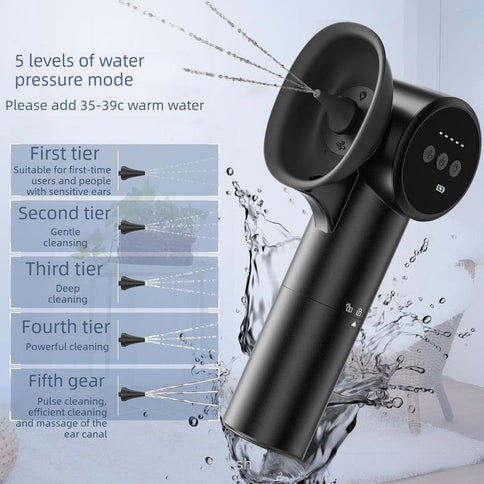 Electric Ear Wax Removal Irrigator Rechargeable Ear Cleaning Water Flush Device with Replaceable Nozzles